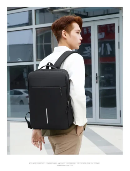 Men's Fashion Multifunctional Computer Backpack Large Capacity Waterproof Fabric Unisex Business Duty Backpack Shoulder Oxford F - Image 11