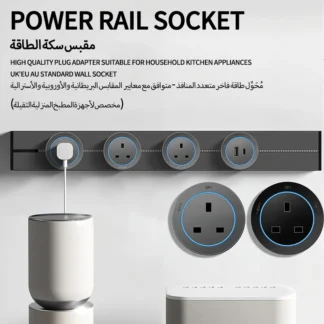 UK Wall power rail socket, kitchen aluminum expansion socket 40cm 50cm, built-in socket on countertop