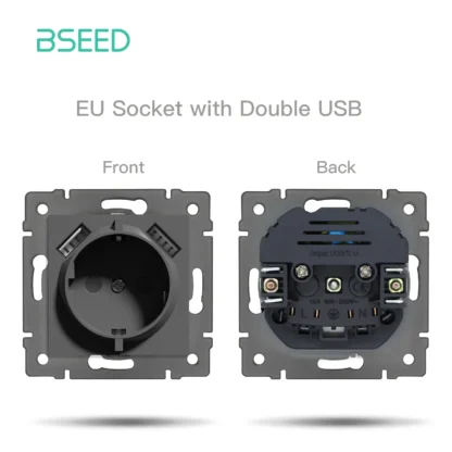 BSEED 1/2Gang 1/2Way Wall Button Switch Part Wall EU Socket Module Part Glass Frame Only Switch Socket DIY Function Part - Image 13