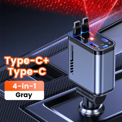 120W Retractable Car Charger Fast Charging USB Type C Car Phone Charger Adapter With USBC Cable For Iphone Xiaomi Huawei Samsung - Image 7