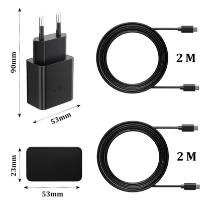 45W USB C Fast Charger, 2-Pack Wall Charger with 2m Type-C Charging Cable for Galaxy S24 S23 S22 S21Ultra/Note 10/20 - Image 2