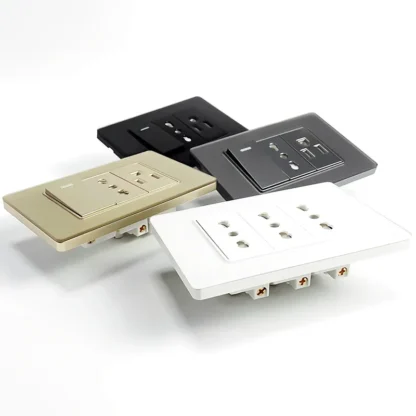 118 Wall Switch Socket with USB Type-C 20W 16A  Fast Charging Italy Chile Schuko Outlet Golden Tempered Glass Panel for Office - Image 6