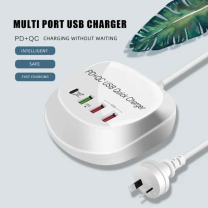 QC3.0 USB Charger With LCD Display 4 Ports Desktop Mobile Phone Charger Smart Fast Charging for Smart Phones Tablet PC - Image 2