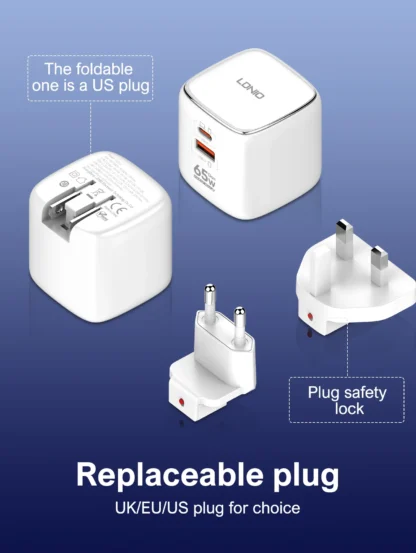 LDNIO 65W USB C Charger GaN Charger Multi-port Type C Travel Adapter For MacBook iPad iPhone 15 14 Pro Max Xiaomi Galaxy S23 - Image 16