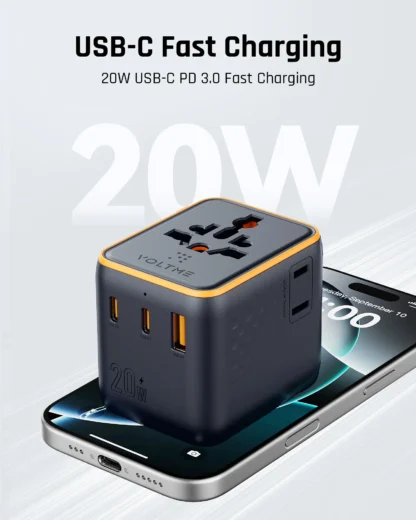 VOLTME PD20W GaN Charger With AC Outlets 2USB C+USB A Mobile Phone Charger for iPhone15 14 Xiaomi USB Wall Socket Travel Charger - Image 3