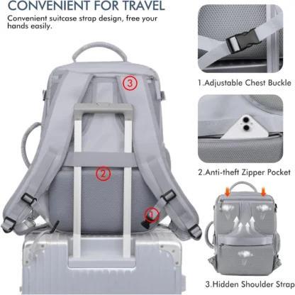 Cross border travel backpack, women's large capacity multifunctional backpack, male student backpack, travel - Image 5