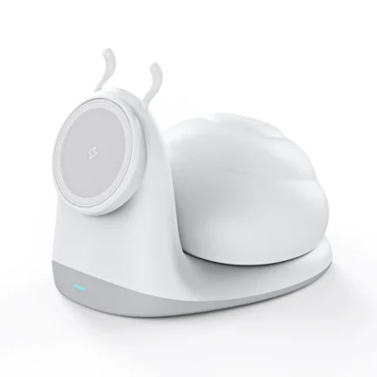 15W Soft Snail Wireless Charger Desk Stand: 3-Mode Tap Night Light, Detachable Shell & Gentle White Glow, Compact Design - Image 8