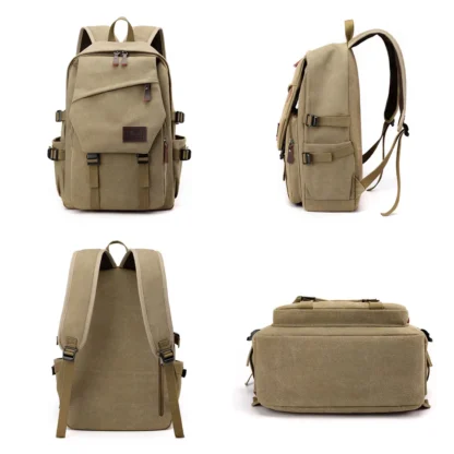 High Quality Canvas Men Backpack Large Capacity School Bags for Teenage Boys Anti-theft Travel Backpack Shoulder Bag - Image 4