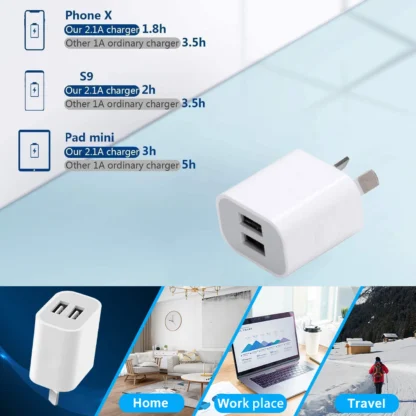 1/3/5/10pcs Universal 5V 2.1A Charger AU Plug Adapter Cell Phones Dual Port  Power Plug Standard Wall Adapter For Mobile Phone - Image 12