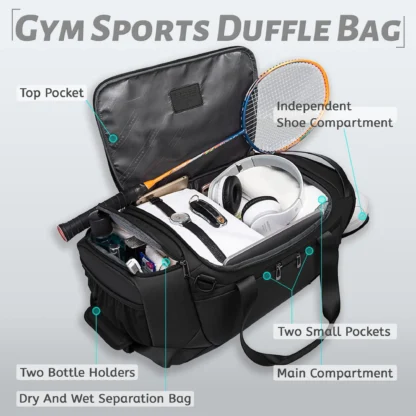 BANGE Sports Waterproof Duffel Bags With Shoe Compartment 21 Inch Gym Bag For Men With Wet and Dry Compartment Travel Bags Gym - Image 6