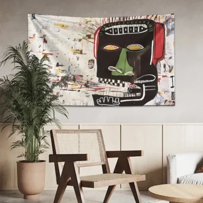 Art Graffiti J-Jean-M-Michel B-BasquiatS Flag Polyester Digital Printing Banner for Wall Art Out Door Decoration With Grommets - Image 11