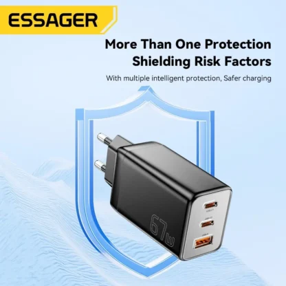 Essager 67W GaN USB Type C Charger For Laptop 45W 25W PD QC 3.0 Fast Charge For Macbook Xiaomi Samsung Iphone14 13 Phone Chagers - Image 6