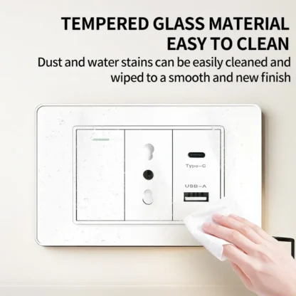 118 Series Black Tempered Glass Wall Switch Socket Italy Standard 16A Outlet with USB Type-C 20W Fast Charging for Home Office - Image 3