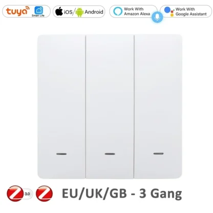ZigBee Tuya Wall Light Switch Wireless Remote Smart Home Life APP Push Button with no Neutral 2 3 Way UK EU On Off 1 2 3 Gang - Image 8