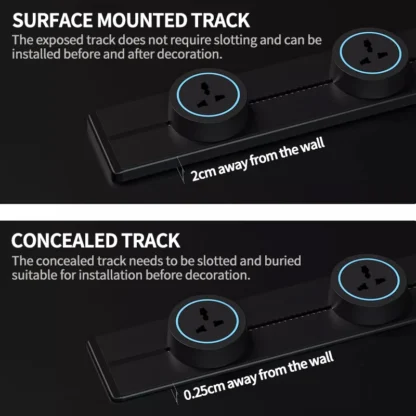 UK Wall power rail socket, kitchen aluminum expansion socket 40cm 50cm, built-in socket on countertop - Image 3