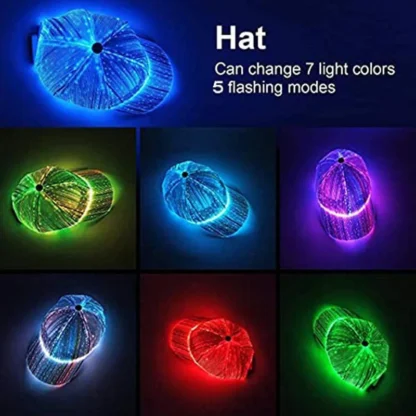 Fashion LED Light Fiber Optic Glowing Baseball Cap Bar Dance Glowing Hip Hop Couples Outdoor Wear Performance Props - Image 3