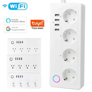 10A/16A wifi Power Strip Tuya Smart Plug Power Strip Extension Cord Smart Home EU Socket Work with Alexa
