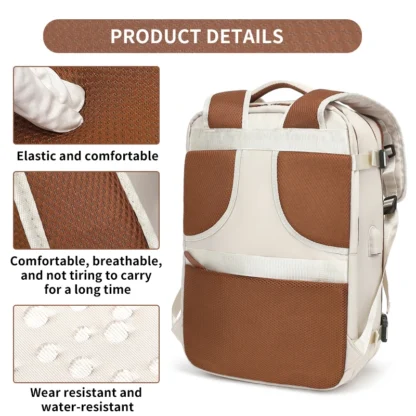 Travel Backpack 40x20x30 Cabin Plane Waterproof Expandable Weekender Laptop With USB Port Ryanair Carry-On Women Men Backpack - Image 4