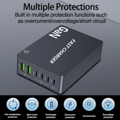 990W GaN USB C Charger 6-Ports Desktop Charger Type C PD 100W PPS Fast Charging Station for Laptop Tablet MacBook Samsung iPhone - Image 6