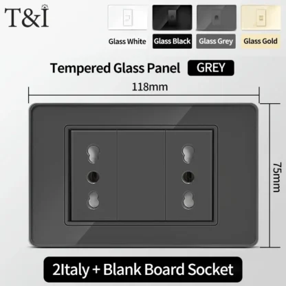 Gray Tempered Glass Italian Standard Wall Switch Socket 118x75mm with USB Type-C Outlet Fast Charging for Home Office Kitchen - Image 24