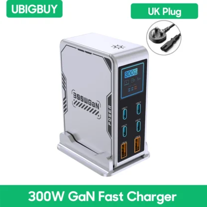 Ubigbuy 300W GaN Charger PPS PD 100W USB Type C 6-Port Digital Display Desktop Fast Charging Station for MacBook iPhone Samsung - Image 9