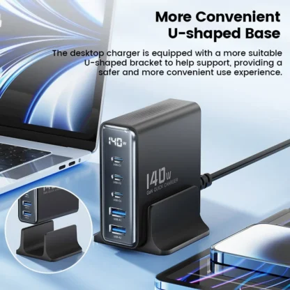 Toocki 140W GaN USB Charger 5in1 Desktop Fast Charge USB Type C Charger LED Display Charger For iPhone Xiaomi Smartphone Laptop - Image 4