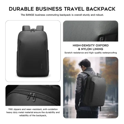 BANGE New Casual Multi-Pockets Big Capacity Daily 15.6inch Laptop Light Waterproof For Business Trip Roomy Men Backpack with YKK - Image 4