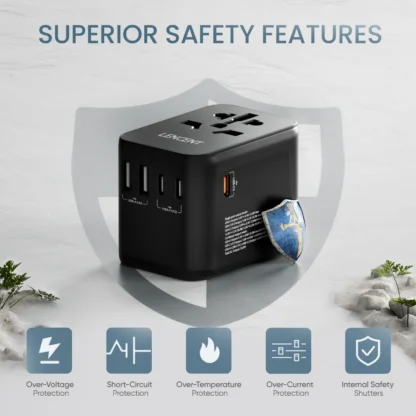 LENCENT 30W Universal Travel Adapter With 2 USB Port and 3 Type C All-in-one Travel Charger Adapter for US EU UK AUS Travel - Image 11