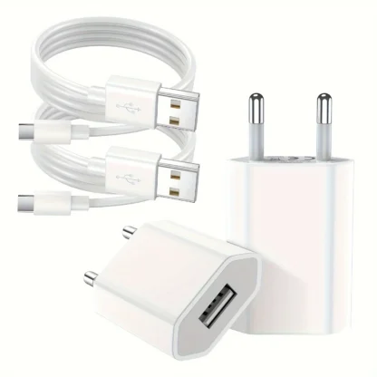 1/2/5Sets 5V 1A USB Charger Travel Wall Charging Head with USB A to Type C USB Charging Cable Phone Adapter Portable EU Plug 5W - Image 12