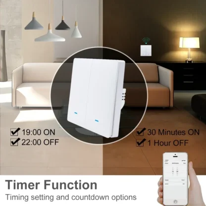 Tuya Smart Life WiFi 433mhz Wireless Push Button Wall Switch Google Home Light On Off 220V RF433 Remote Control EU UK Two 3 Way - Image 3