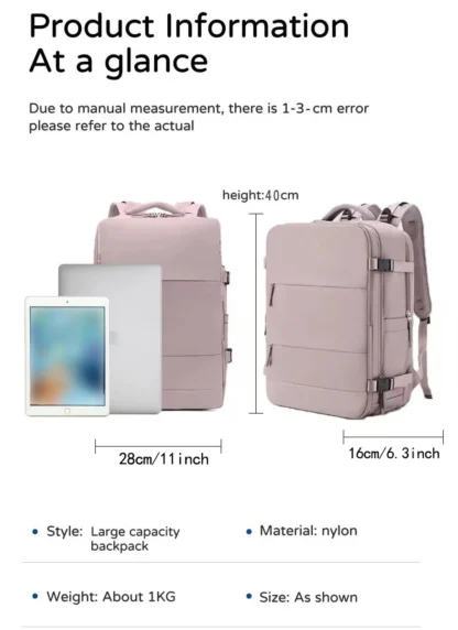 Girls' short distance business travel backpack, large capacity leisure travel backpack, multi compartment computer backpack - Image 36
