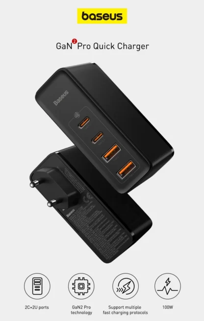 Baseus GaN Charger 100W PD QC USB Fast Charger Type C Quick Charging USB C Phone Charger for iPhone 15 14 13 12 Pro Max Macbook - Image 9