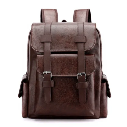 Large Capacity Soft PU Leather Backpack for Casual Business Travel - Image 6