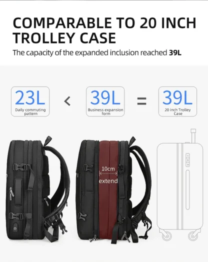 HK Business Backpack for Men Waterproof Anti-Theft 15.6” Laptop Backpack Casual Large Capacity Expandable Travel Bag Short Trip - Image 14