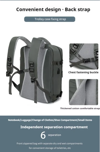 Men's Large Capacity Waterproof Backpack with Independent Compartment and Multifunctional Slots, Retro Multifunctional Travel Ba - Image 18