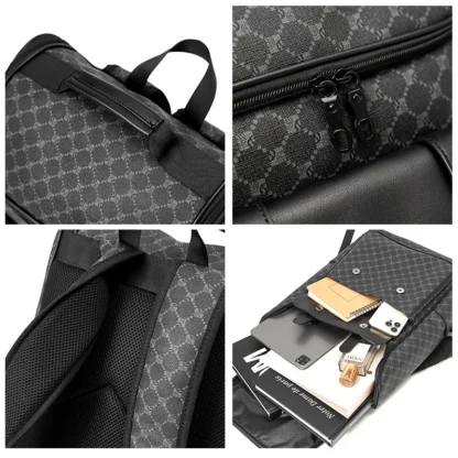 Retro Plaid Backpacks Men Large Capacity Travel Backpack Schoolbags Fashion Luxury Design Men's Backpack 15 inch Laptop Bag - Image 6