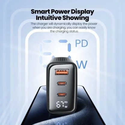 Toocki 67W GaN USB Type C Charger Digital Display 65W 45W PPS PD QC4.0 Quick Charge For Macbook Laptop IPAD Tablet iPhone 15 14 - Image 2