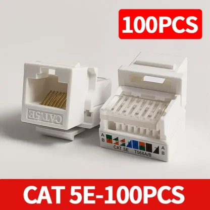 10/100 PCS Cat5e Tool-Less Keystone Jack Connector Adapter, Keystone Module Connector Internet Network Ethernet LAN Cable - Image 8