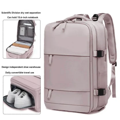 Girls' short distance business travel backpack, large capacity leisure travel backpack, multi compartment computer backpack - Image 11