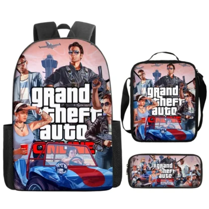 Kids GTA Student School Bookbag Set-G-Grand Theft Auto Backpack+Shoulder Bag+Pencil Case Waterproof Travel Rucksack for Boys - Image 15