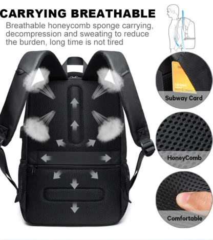 BANGE Travel Waterproof Backpack with USB Charging Port Fit 15.6 Inch Laptop Backpacks for Men and Women, Teenager School Bags - Image 17