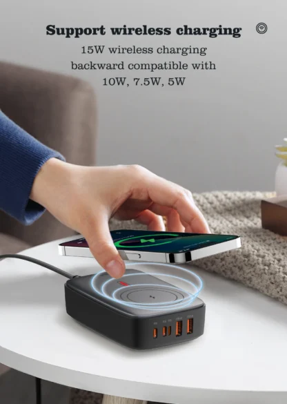 LDNIO 140W 6 in 1 Wireless Charger GaN 65W USB C Charger PD QC USB A Fast Charging Station 6 in 1 Desktop charger Extension cord - Image 15