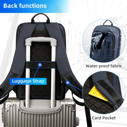 HK Slim Backpack For Men 15.6 Inch Laptop Bags Waterproof Minimalist Business Backpack With USB Charging Casual Travel Work Bag - Image 2