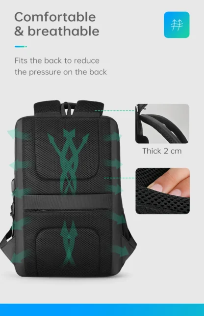 MarkRyden Fady: Expandable Lightweight USB Charging Laptop Backpack with Anti-theft Backpack Men Backpack Black Backpack - Image 15