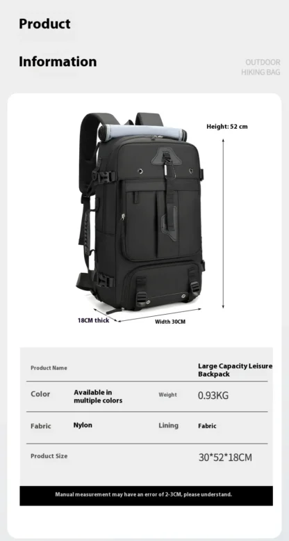 Large capacity men's backpack with high-end feel, travel backpack, sports outdoor luggage bag, mountain climbing bag, waterproof - Image 25