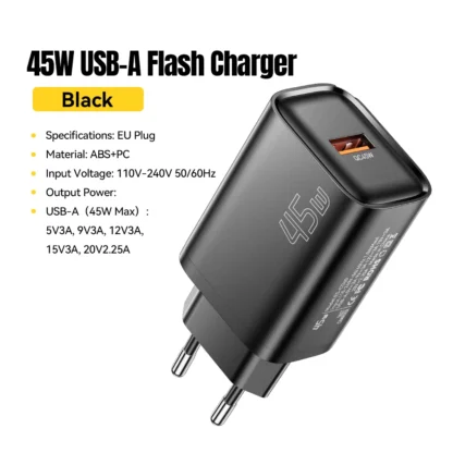 Essager 45W USB A Charger Flash Charge QC3.0 FCP SCP Fast Charging for Samsung Huawei Xiaomi iPad MakBook Tablet Phone Charger - Image 9