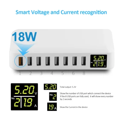USB Charging Station 8-Port 40W/60WFast Charging  With LED Display Desktop Charger for Multiple Devices iPhone Samsung - Image 2