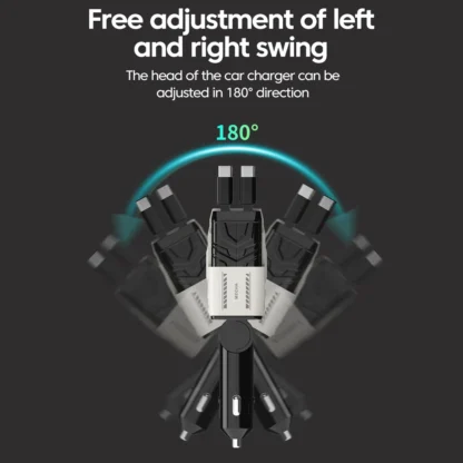 4-in-1 120W Retractable Car Charger Super Fast Charging Dual Type-C Adapter USB Cigarette Lighter For IPhone 15 Huawei Samsung - Image 4