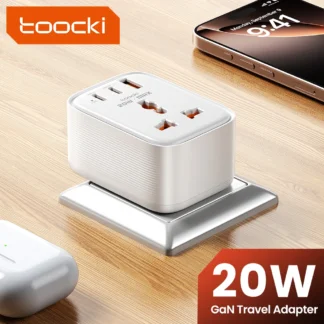 Toocki 20W Fast Charging Travel Adapter 4-in-1 Universal AC Outlet GaN USB Charger Multi Socket DE UK US IN Plug For Home Travel