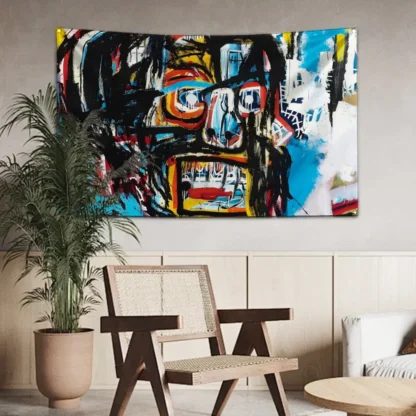 Art Graffiti J-Jean-M-Michel B-BasquiatS Flag Polyester Digital Printing Banner for Wall Art Out Door Decoration With Grommets - Image 6
